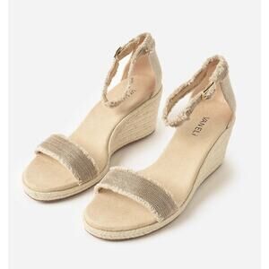 VANELI Layry Wedge Sandal Natural Canvas Embellished Espadrille Women's 7M